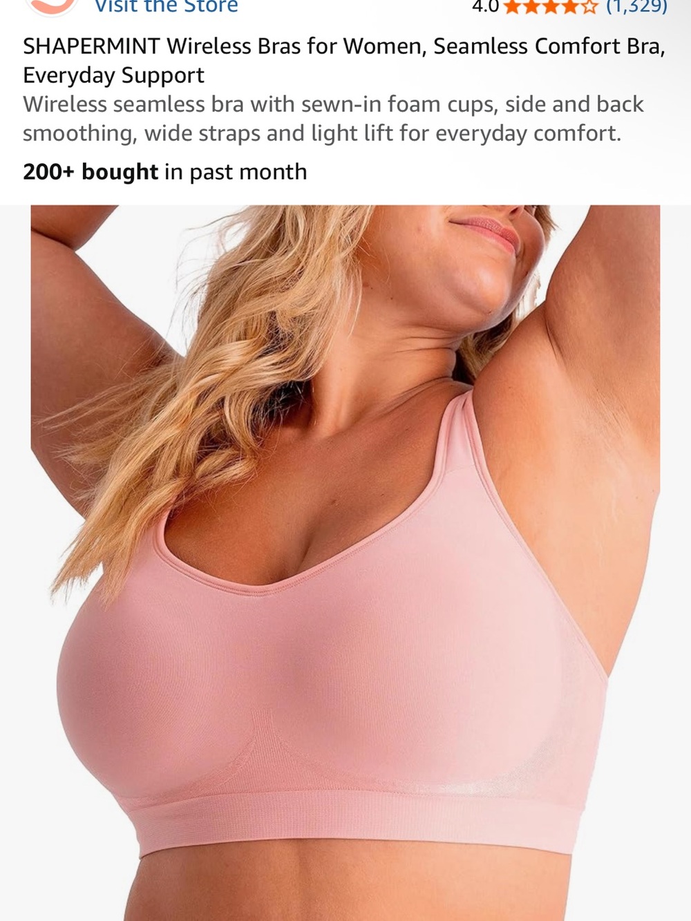 Shapermint Seamless Wireless Bra in Dusty Rose
